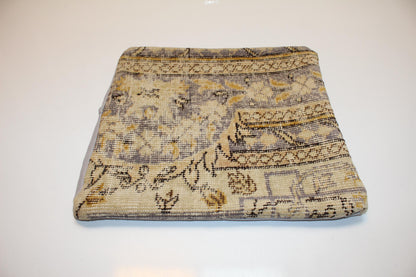 Vintage Turkish Kilim Pillow Cover, Faded Floral Rug Cushion, Neutral Toned Antique Textile Accent, 16x16 inch