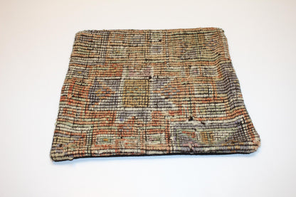 Vintage Turkish Rug Pillow Cover, Textured Stripe Weave Cushion, Earthy Modern Home Accent, 16x16 inch