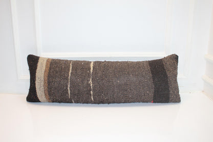 Natural Brown & Cream Earthy Stripe Wool Textile, Handmade Rustic Rug Cushion