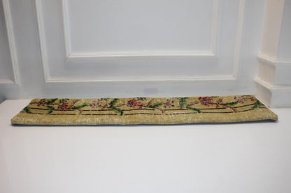 Soft Yellow Floral Vine Pattern with Pastel Accents, Handmade Wool Rug Textile