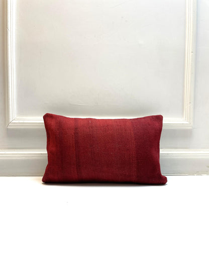 Handwoven Red Kilim Pillow Cover, Rustic Boho Accent (12x20 inc.)