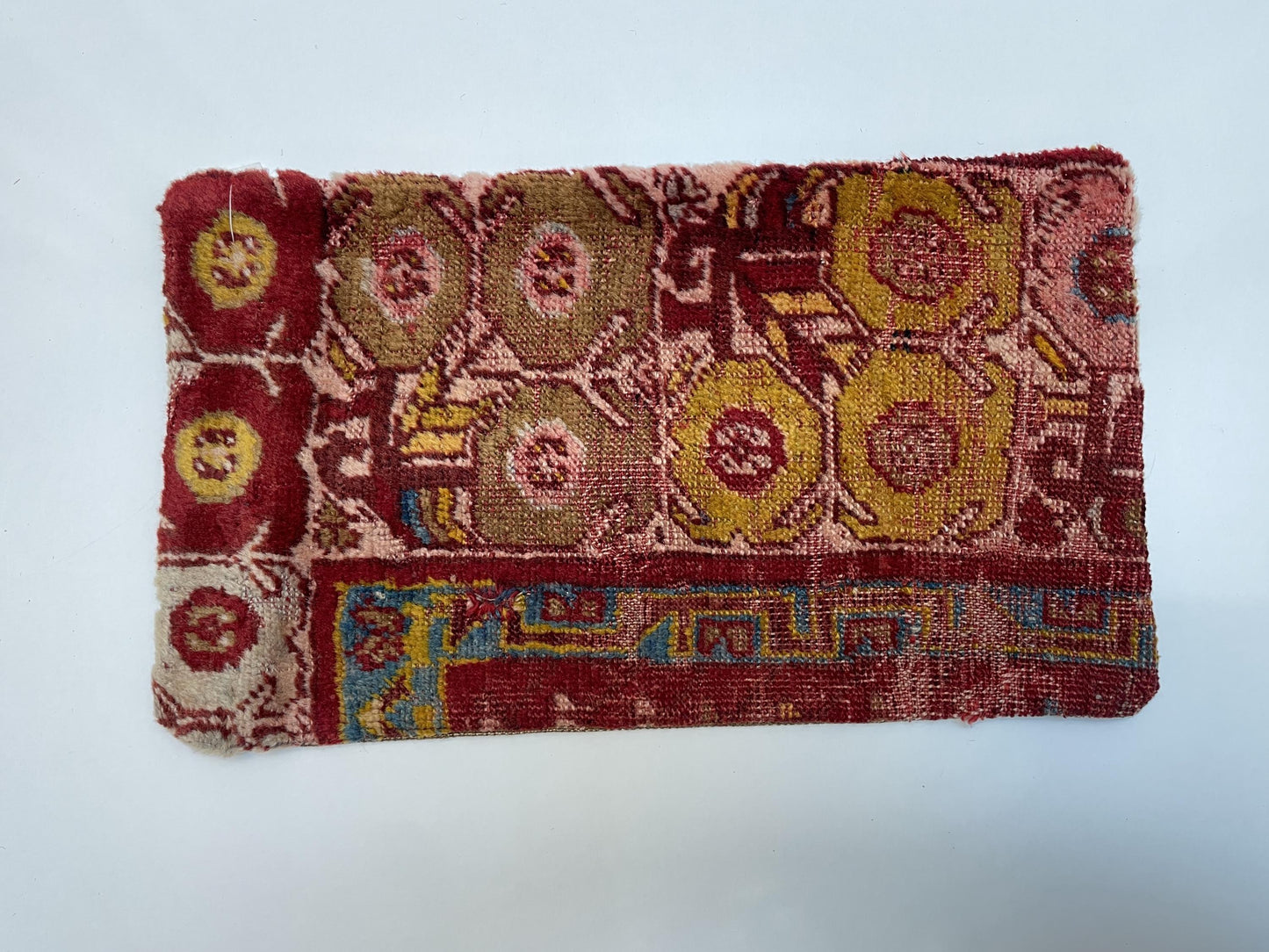 Handmade Red Wool Kilim Pillow Cover, Oriental Rug Cushion (12x20 in)