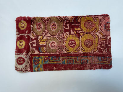 Handmade Red Wool Kilim Pillow Cover, Oriental Rug Cushion (12x20 in)