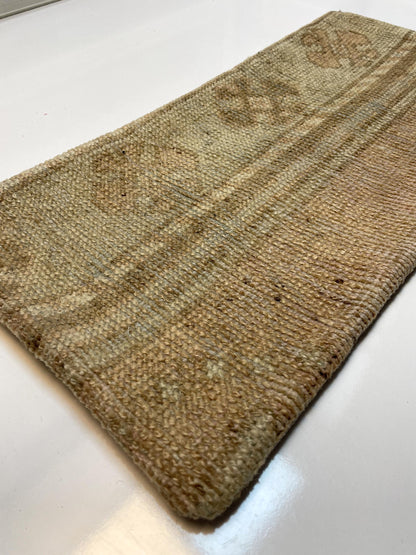 Soft Beige & Faded Brown Tones, Earthy Wool Texture, Minimalist Vintage Rug Cushion