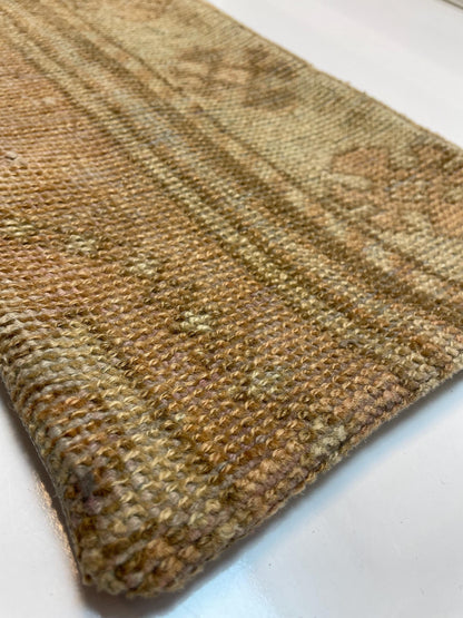 Soft Beige & Faded Brown Tones, Earthy Wool Texture, Minimalist Vintage Rug Cushion