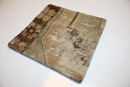 Earthy Patchwork Kilim Pillow – Raw Neutral Texture 16x16 inch