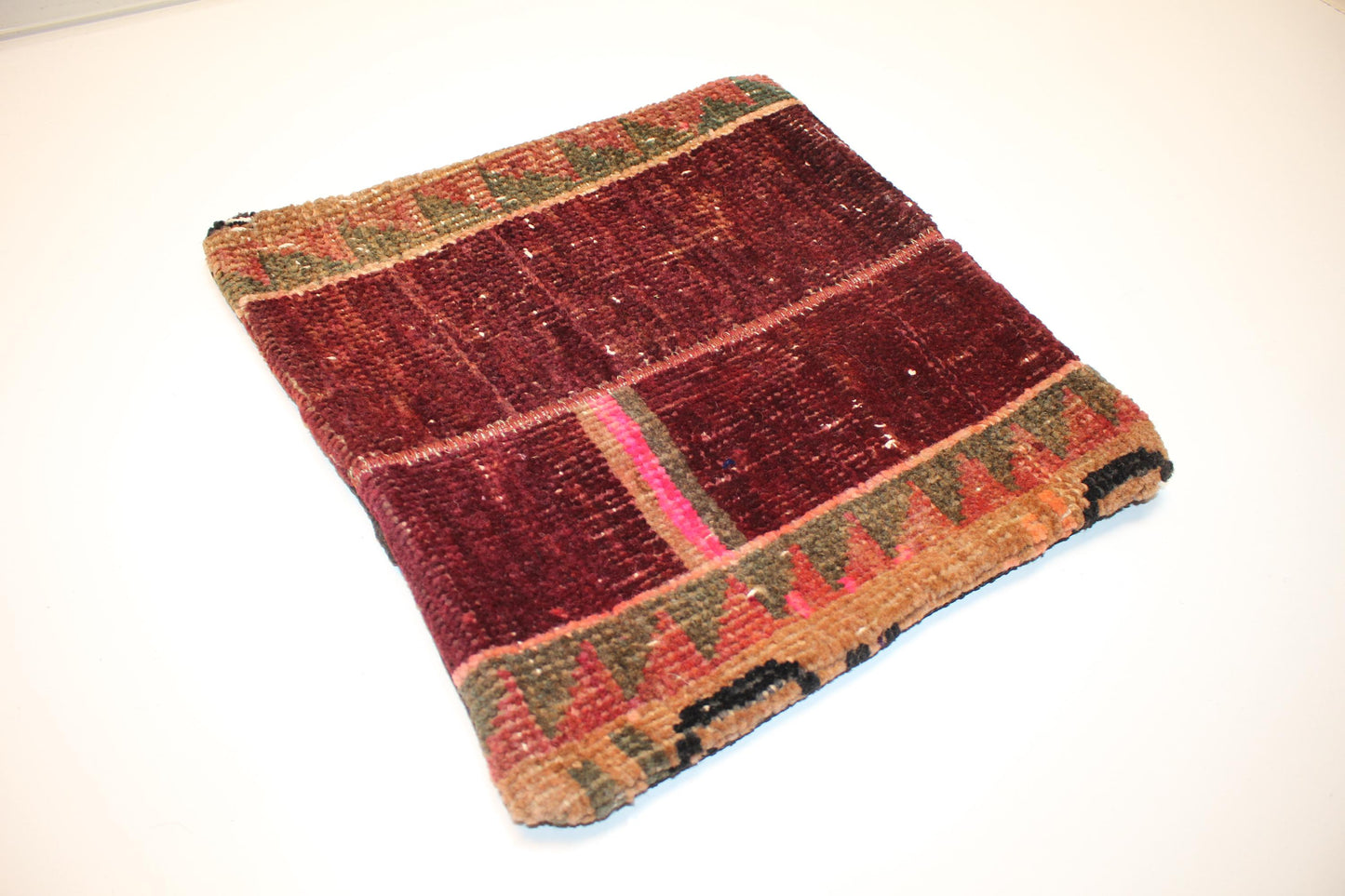 Deep Wine Kilim Pillow – Bold Rustic Accent 16x16 inch