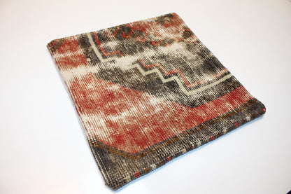 Rust & Ash Kilim Pillow – Abstract Tribal Blend16x16 inch