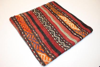Bold Stripe Kilim Pillow – Vibrant Tribal Rhythm 16x16 inch