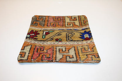 Graphic Motif Kilim Pillow – Earthy Tribal Lines 16x16 inch