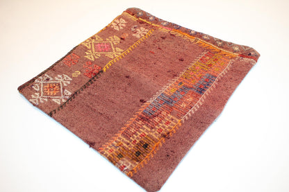 Warm Patchwork Kilim Pillow – Textured Folk Layers16x16 inch