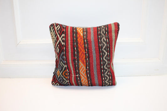 Rhythmic Stripe Kilim Pillow – Bold Tribal Texture16x16 inch