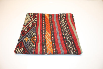 Rhythmic Stripe Kilim Pillow – Bold Tribal Texture16x16 inch