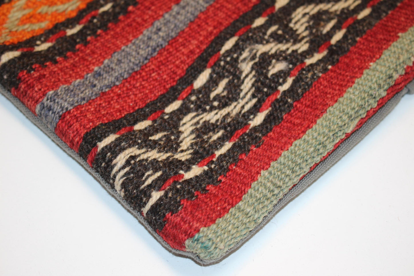 Rhythmic Stripe Kilim Pillow – Bold Tribal Texture16x16 inch