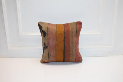 Soft Stripe Kilim Pillow – Warm Earth Palette 16x16 inch