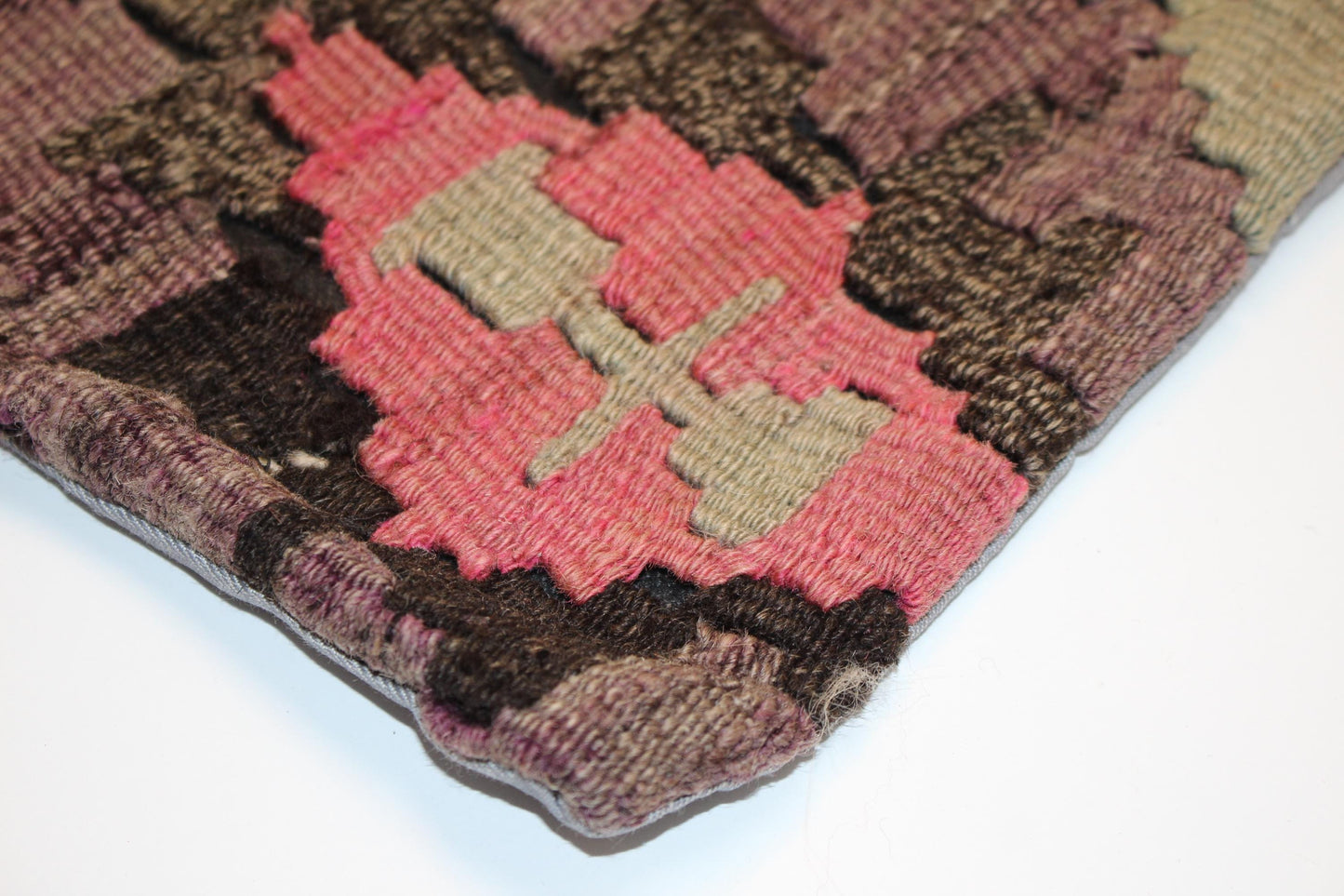 Muted Tribal Kilim Pillow – Soft Geometric Mood16x16 inch