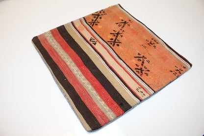 Split Pattern Kilim Pillow – Warm Tribal Contrast16x16 inch