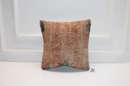 Handwoven Neutral Pillow Cover, Faded Earth Tone Textile Cushion, Square Minimal Boho Accent, Organic Rustic Home Decor (16x16 in)