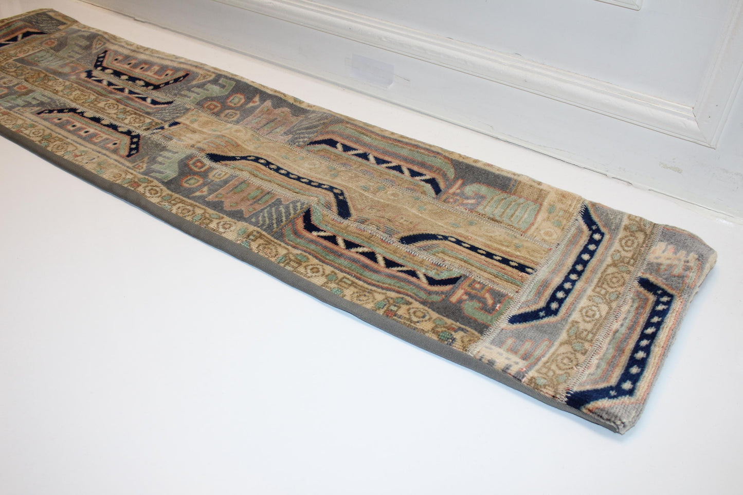 Earth Tone Kilim Lumbar Pillow, Vintage Turkish Rug Cushion (12x48)