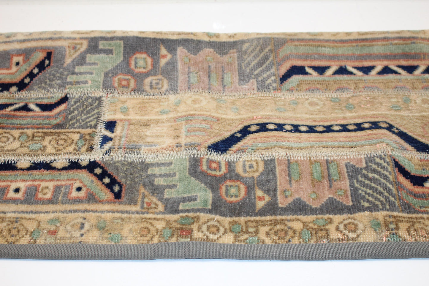 Earth Tone Kilim Lumbar Pillow, Vintage Turkish Rug Cushion (12x48)
