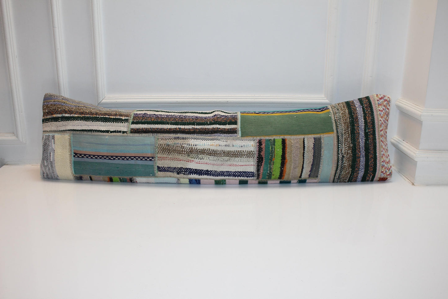 Patchwork Vintage Kilim Lumbar Pillow (12x48)
