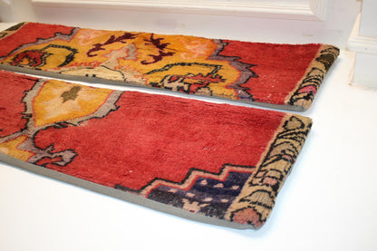 Set of 2 Vintage Turkish Rug Lumbar Pillows (12x48)