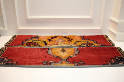 Set of 2 Vintage Turkish Rug Lumbar Pillows (12x48)