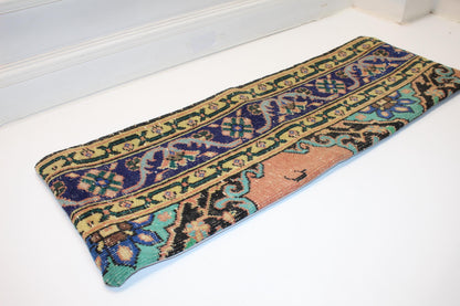 Vintage Floral Kilim Lumbar Pillow Cover, Long Bench Cushion (12x36 inch)