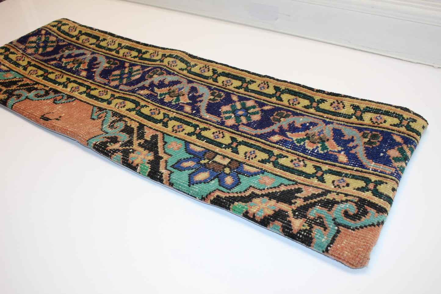 Vintage Floral Kilim Lumbar Pillow Cover, Long Bench Cushion (12x36 inch)