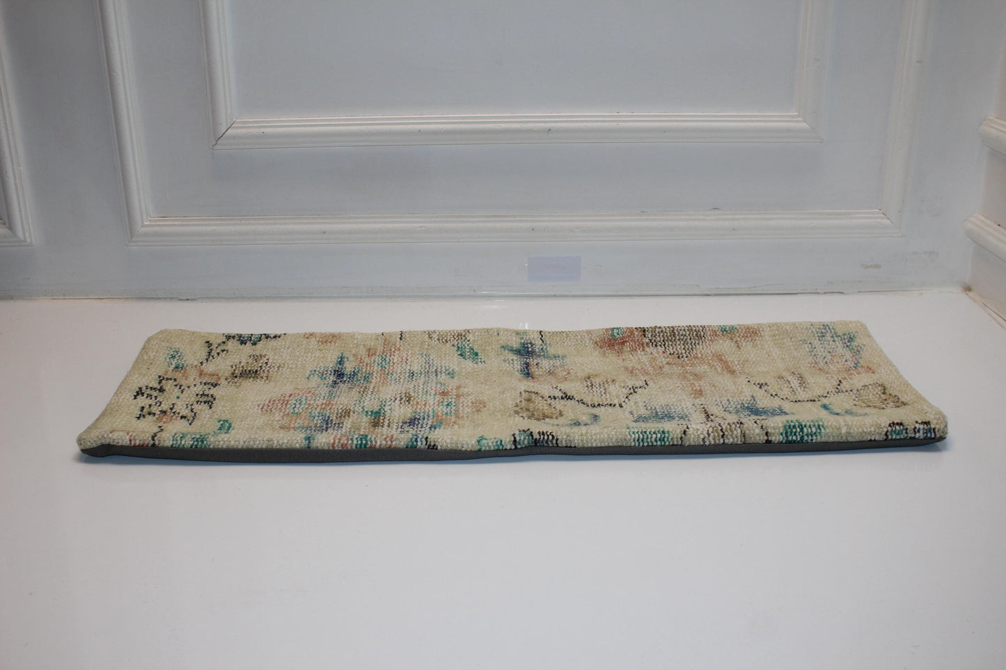 Vintage Kilim Lumbar Pillow Cover | Cream Pastel Turkish Rug, 12x36