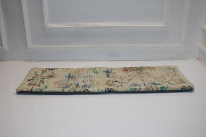 Vintage Kilim Lumbar Pillow Cover | Cream Pastel Turkish Rug, 12x36