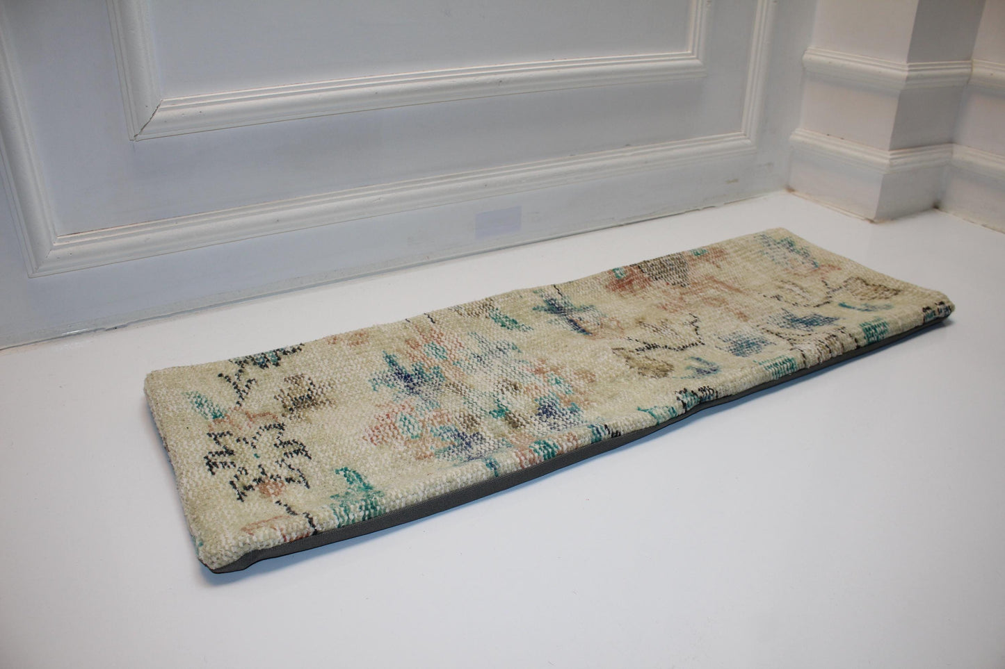 Vintage Kilim Lumbar Pillow Cover | Cream Pastel Turkish Rug, 12x36