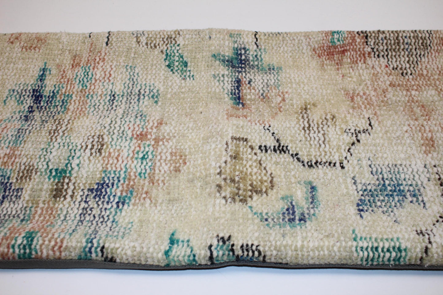Vintage Kilim Lumbar Pillow Cover | Cream Pastel Turkish Rug, 12x36