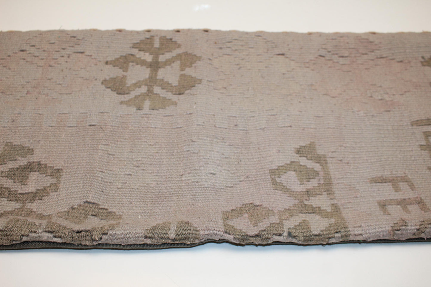 Neutral Kilim Lumbar Pillow Cover | Taupe Beige Tribal Rug, Bench Decor (12x36 in)