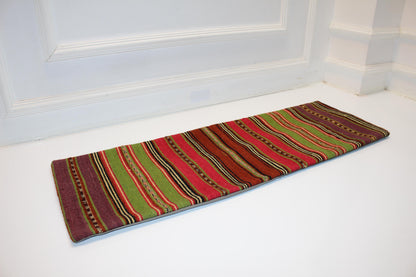 Striped Kilim Lumbar Pillow Cover | Turkish Rug, Woven Wool (12x36 in)