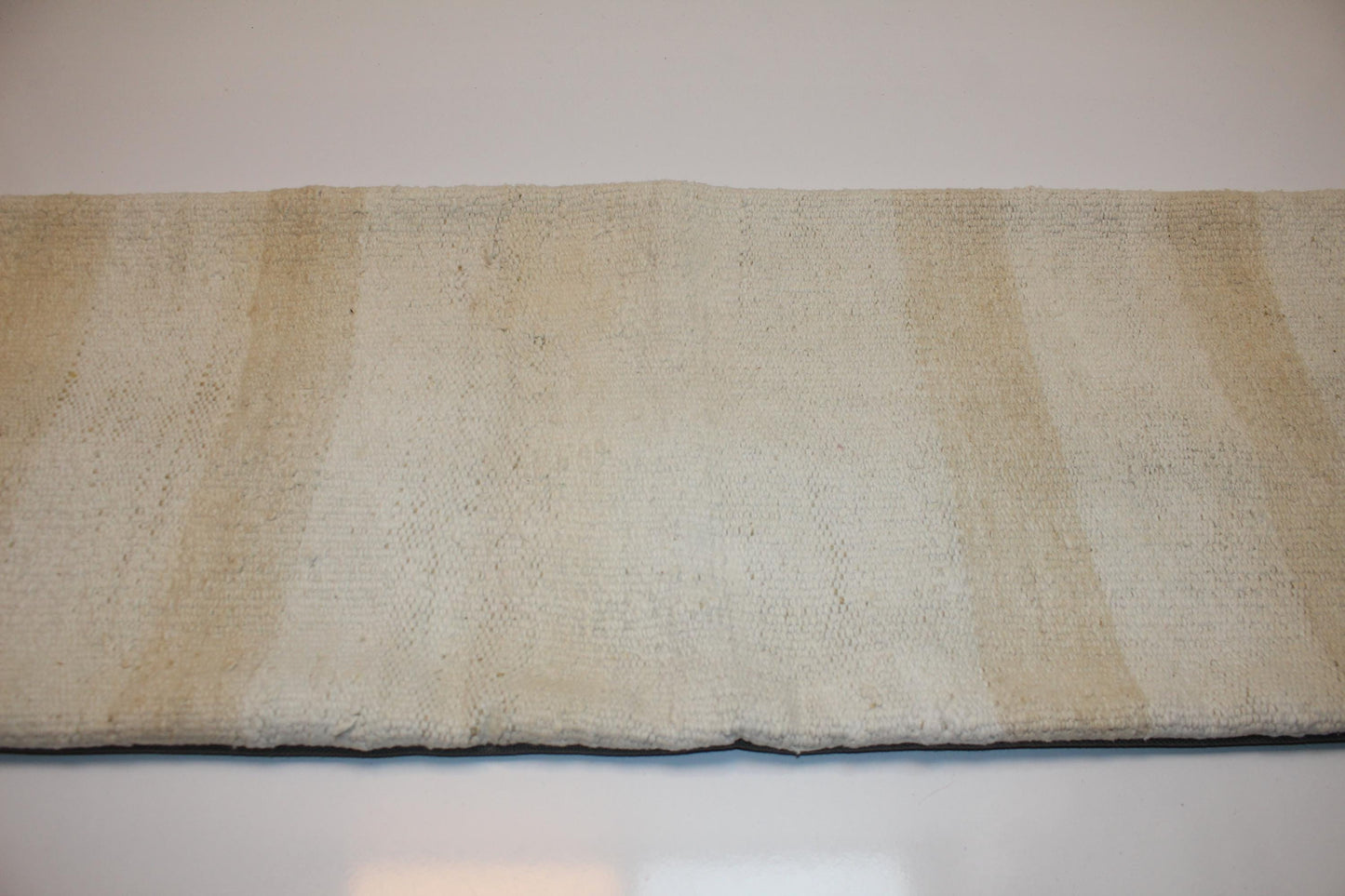 Handmade Neutral Striped Kilim Pillow Cover | Wool Turkish Lumbar Cushion (12x36 in)