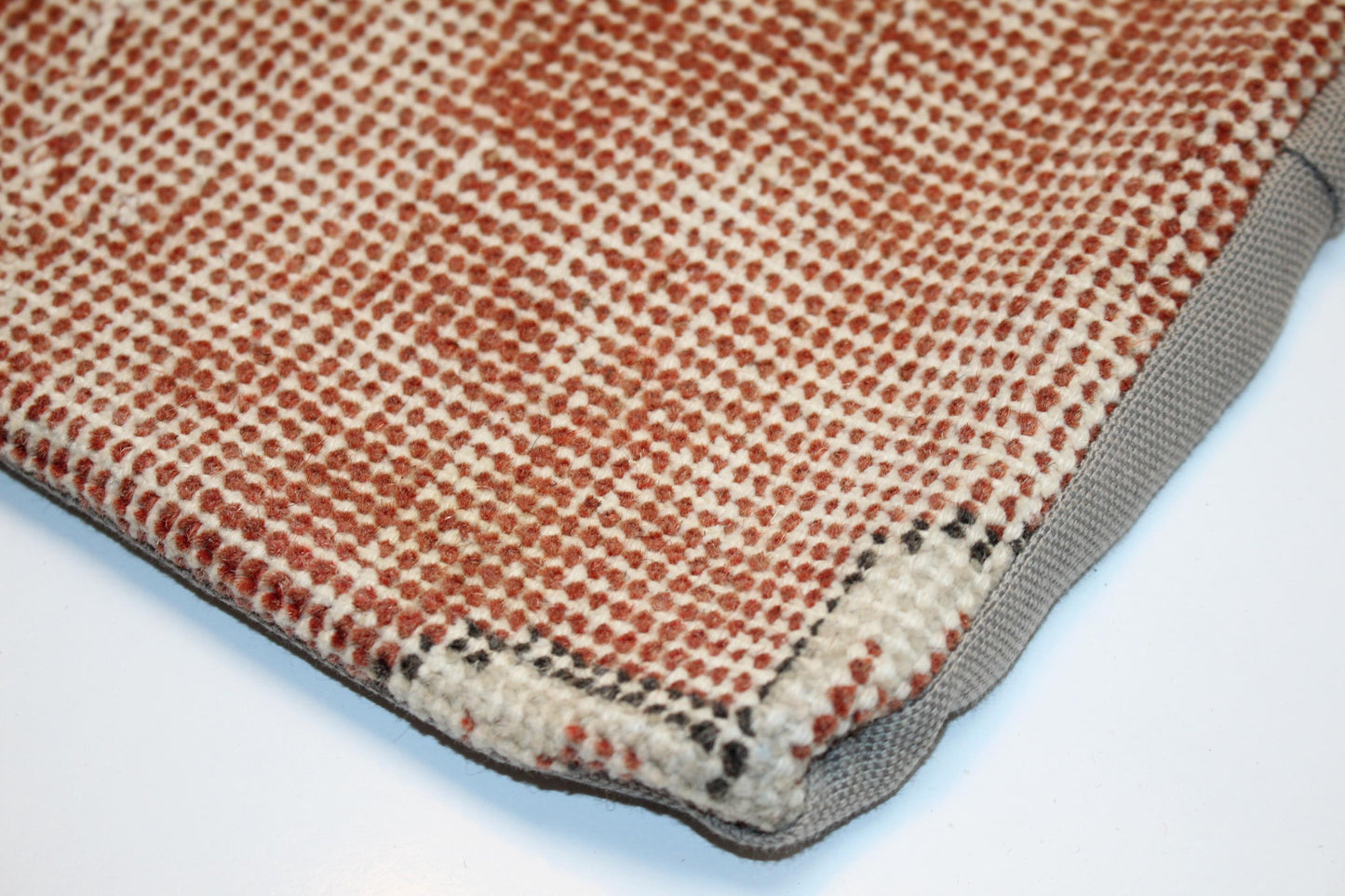 Turkish Rug Cushion in Soft Beige & Terracotta, Elegant Neutral Boho Decor 12x12 inch