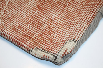 Turkish Rug Cushion in Soft Beige & Terracotta, Elegant Neutral Boho Decor 12x12 inch
