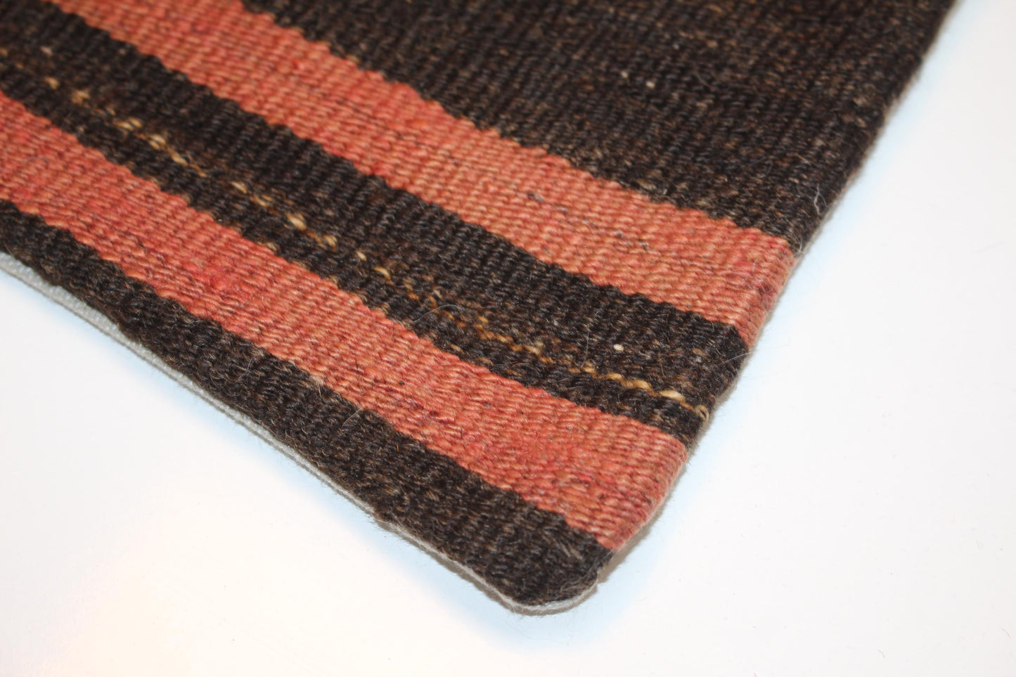 Bold Striped Rug Cushion, Tribal Boho Accent Pillow for Sofa or Chair (16x16 in)