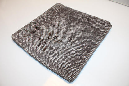 Distressed Gray Rug Cushion, Minimal Boho Rustic Home Decor (16x16 in)