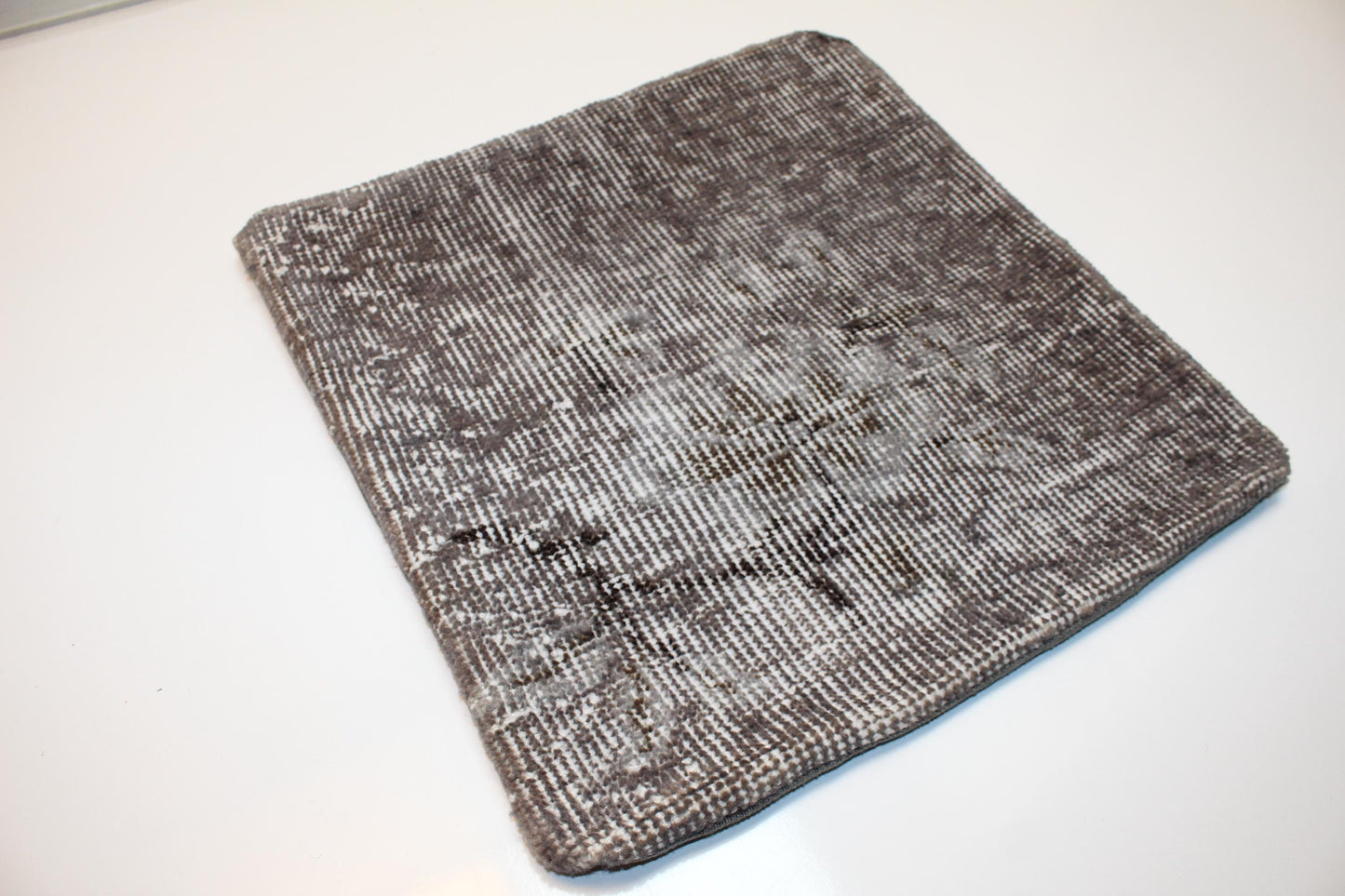 Distressed Gray Rug Cushion, Minimal Boho Rustic Home Decor (16x16 in)