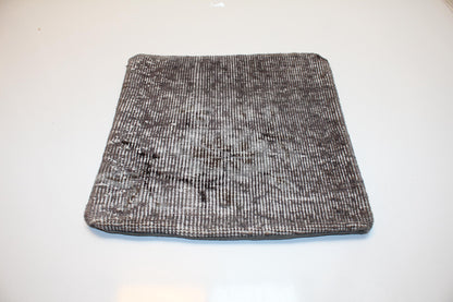 Distressed Gray Rug Cushion, Minimal Boho Rustic Home Decor (16x16 in)