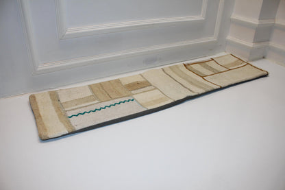 Patchwork Bench Cushion, Minimal Boho Rug Pillow for Entryway or Sofa (12x48)