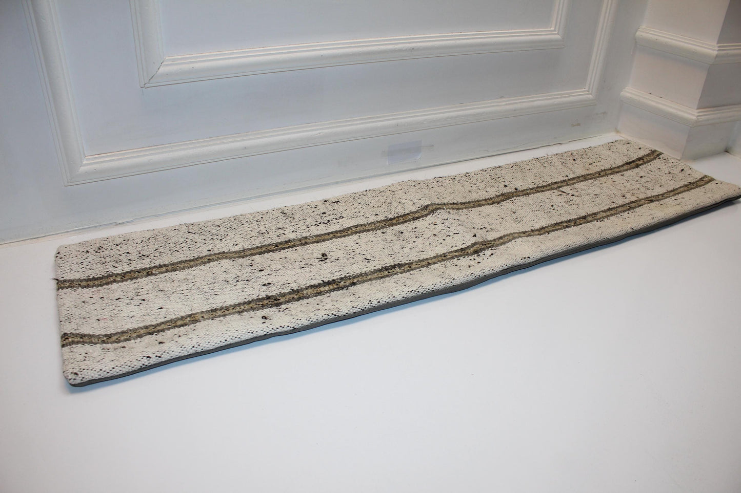 Minimal Vintage Turkish Kilim Lumbar Pillow, Long Rustic Boho Rug Pillow(12x48)