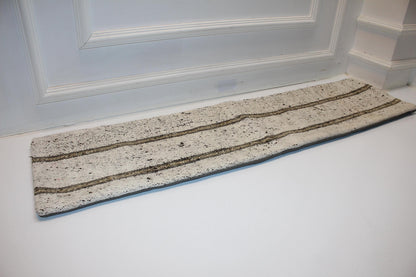 Minimal Vintage Turkish Kilim Lumbar Pillow, Long Rustic Boho Rug Pillow(12x48)