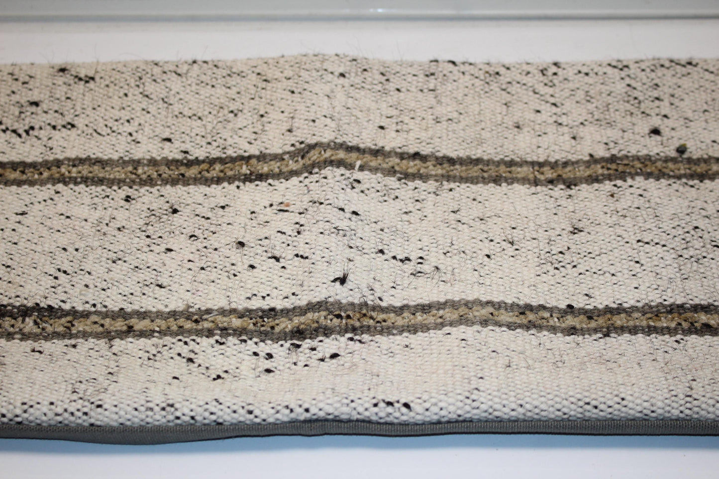 Minimal Vintage Turkish Kilim Lumbar Pillow, Long Rustic Boho Rug Pillow(12x48)