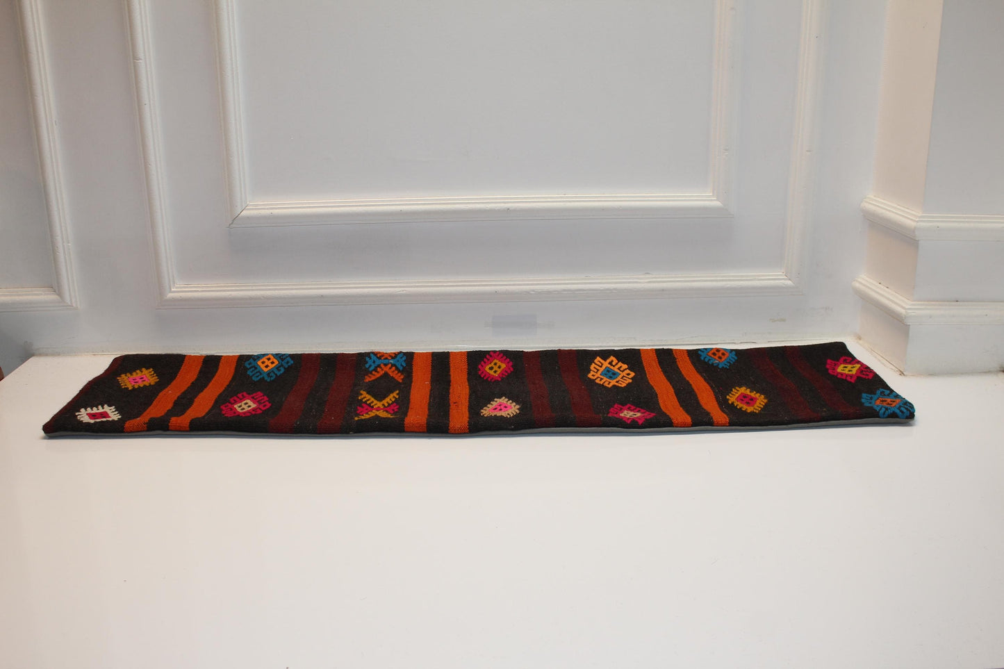 Tribal Kilim Lumbar Pillow | Vintage Wool Bench Cushion, 12x48 inch