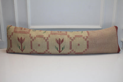 Floral Kilim Lumbar Pillow | Vintage Wool Bench Cushion Cover (12x48 inch)