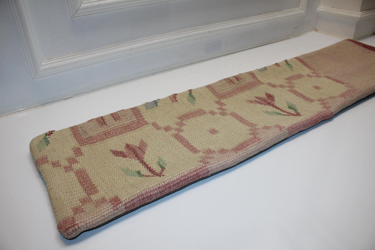Floral Kilim Lumbar Pillow | Vintage Wool Bench Cushion Cover (12x48 inch)