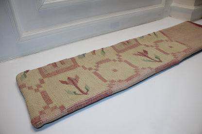 Floral Kilim Lumbar Pillow | Vintage Wool Bench Cushion Cover (12x48 inch)